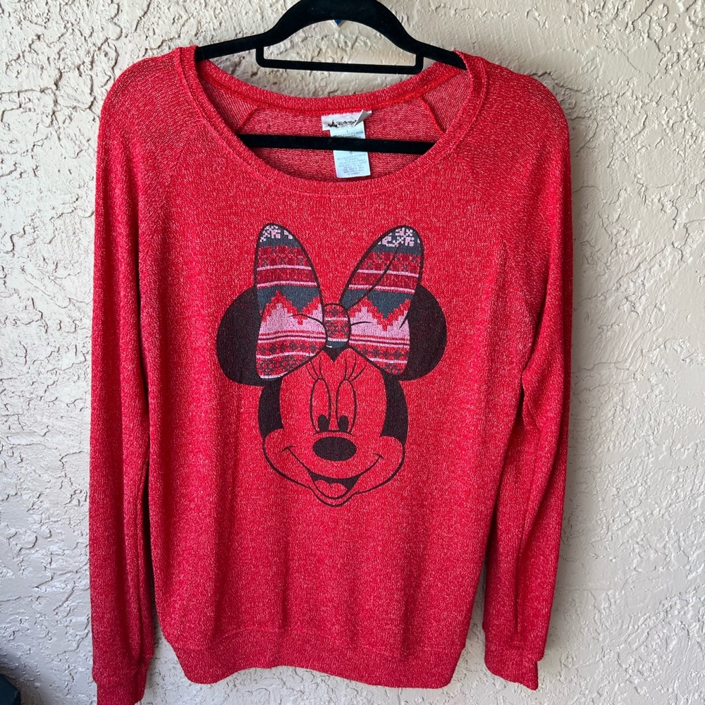 Disney Women's Red Sweater with Minnie Mouse Design